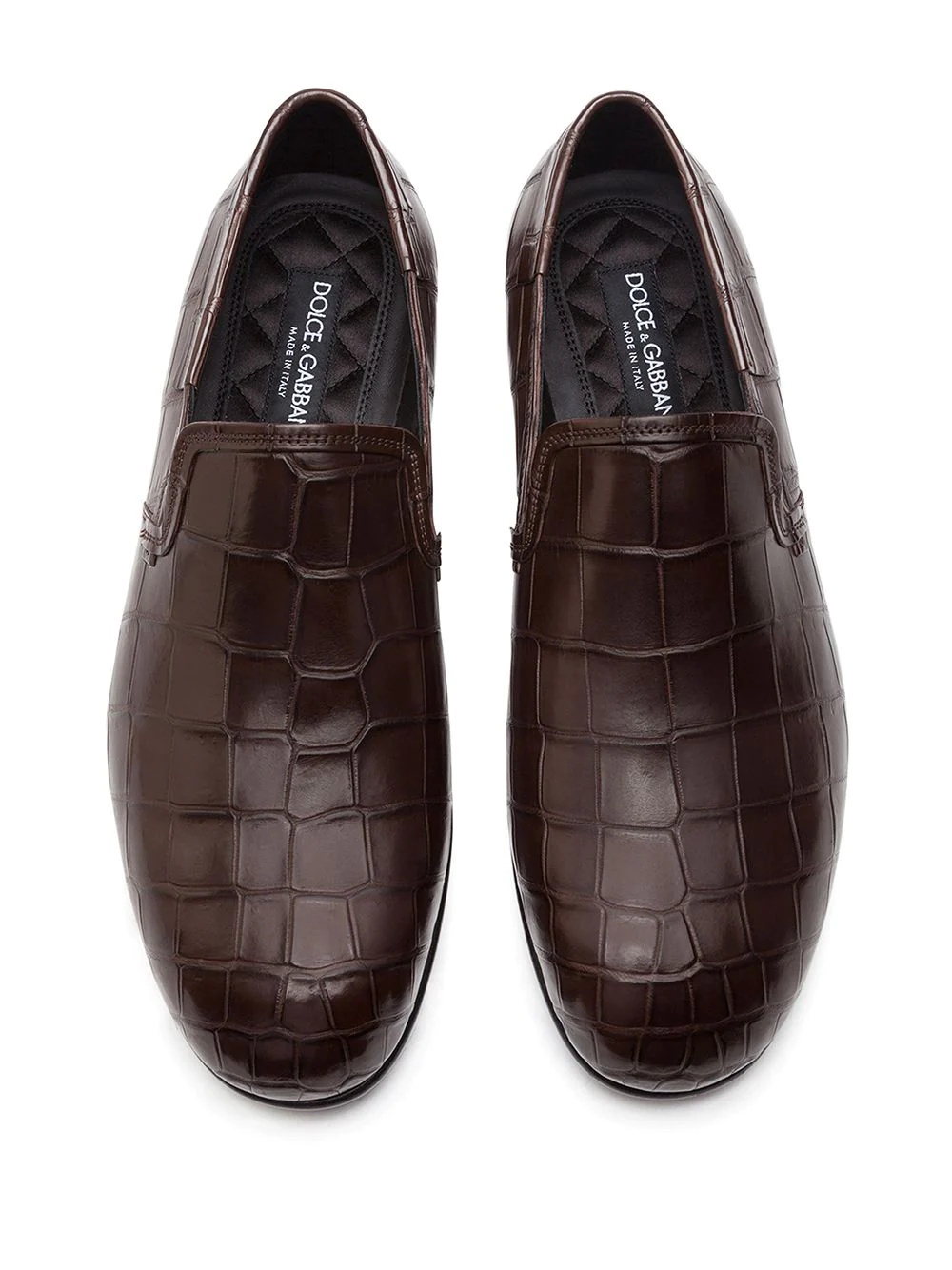 crocodile leather slip-on shoes - 4