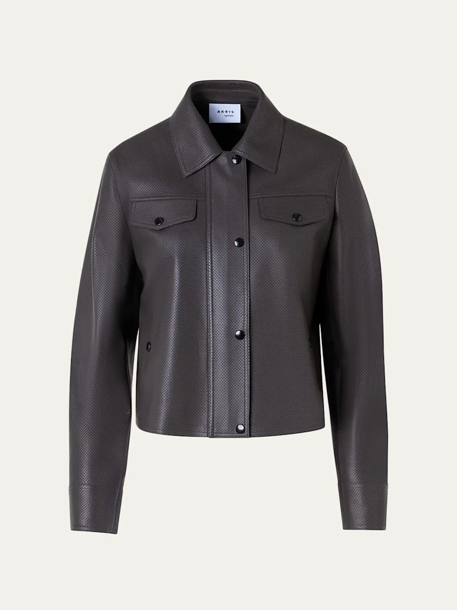 Perforated Leather Short Jacket - 1