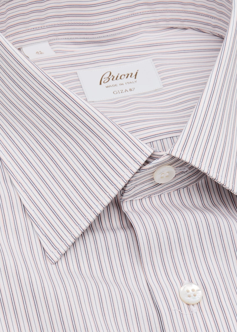 Brioni Men's Giza 87 Cotton Multi-Stripe Dress Shirt outlook