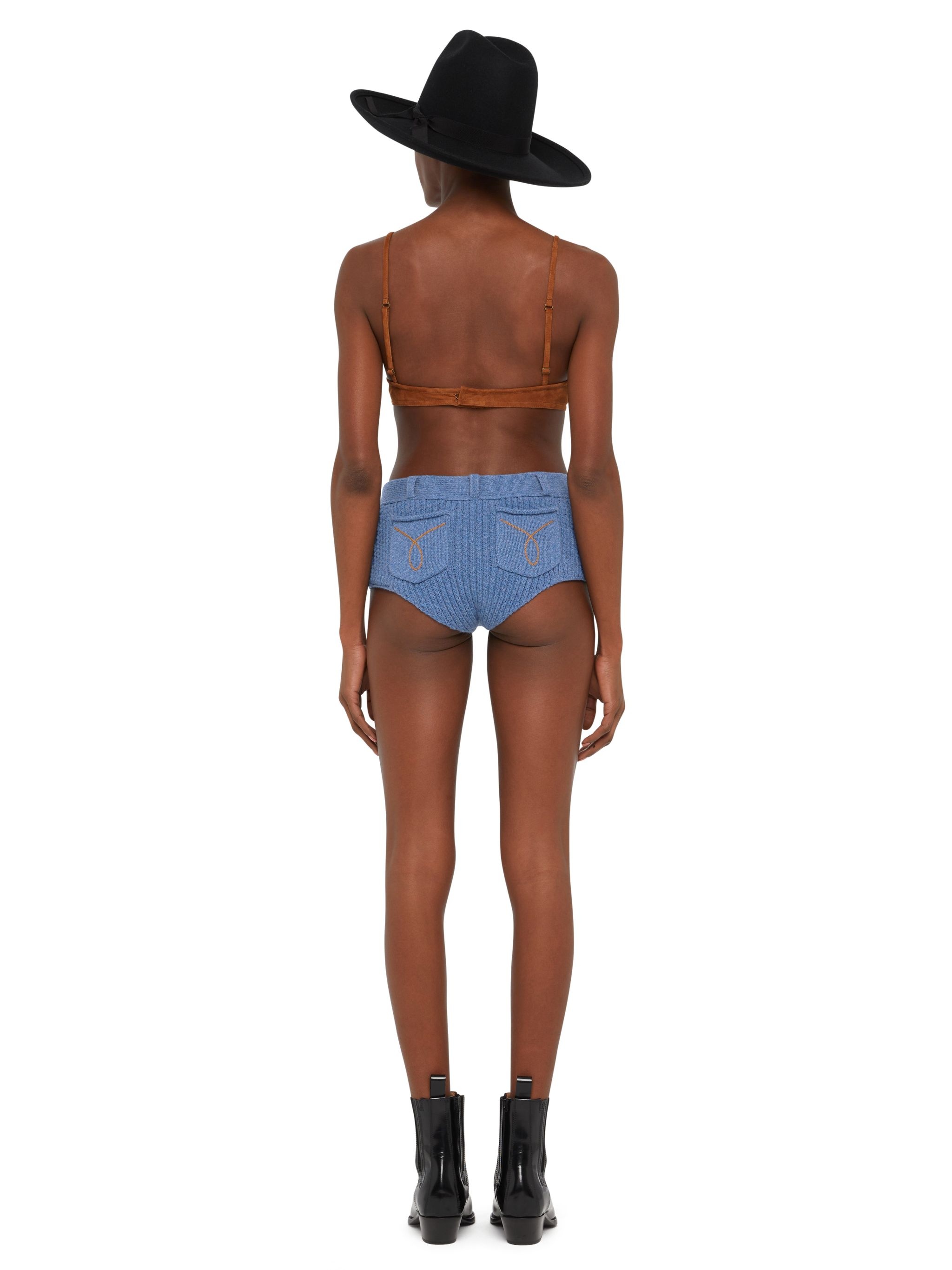 Knitted Ribbed Denim-No-Denim Culotte - 6