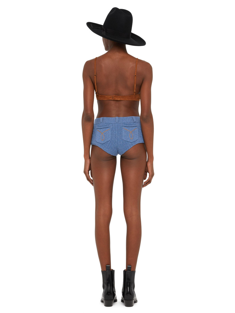 Knitted Ribbed Denim-No-Denim Culotte 6