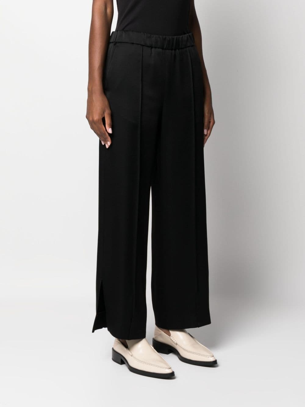 elasticated waistband wide-legged trousers - 3