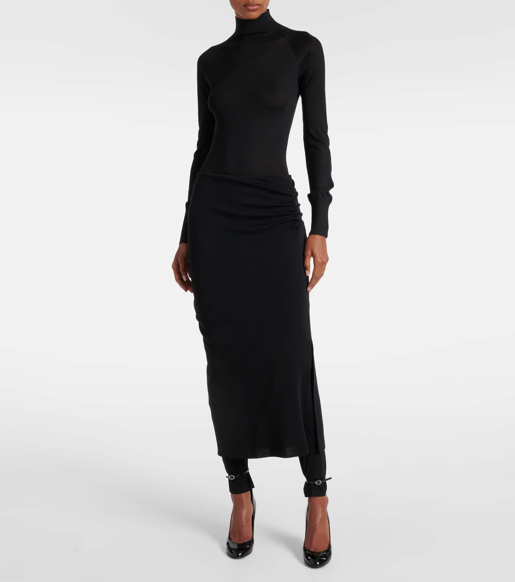 Ruched wool-blend skirt pants - 2