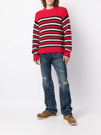 ERL stripe-print cable-knit jumper outlook