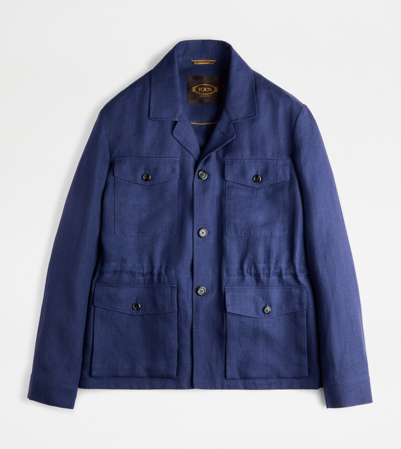 SAFARI JACKET IN LINEN - BLUE 1