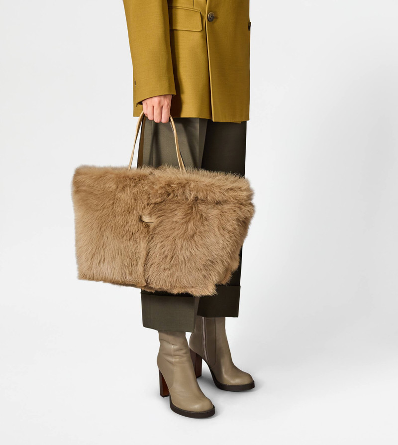 Tod's TOD'S DI BAG FOLIO IN FUR MEDIUM-SMALL - BEIGE outlook