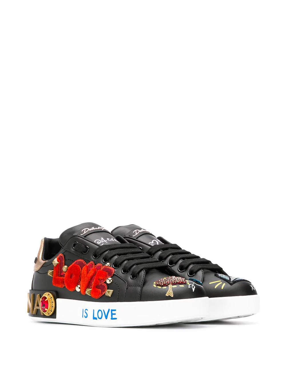 appliqué low top sneakers - 2