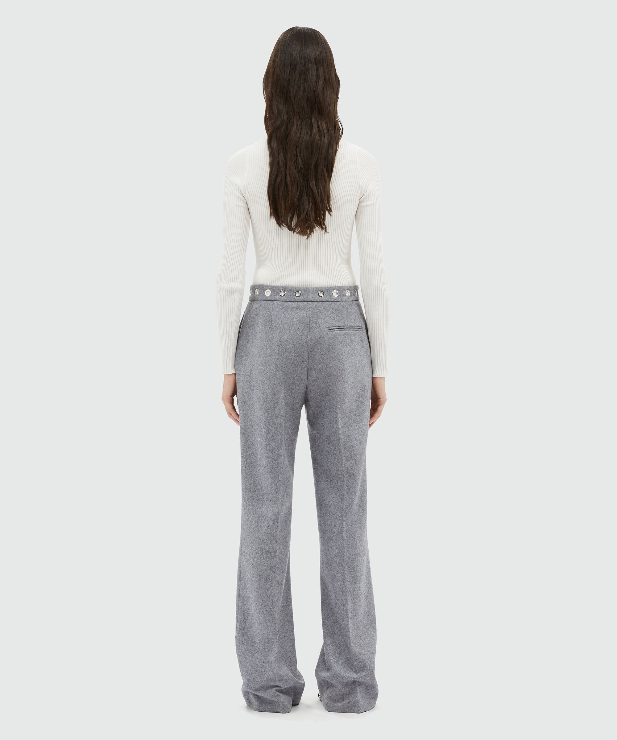 Cream wool pants with studs - 3