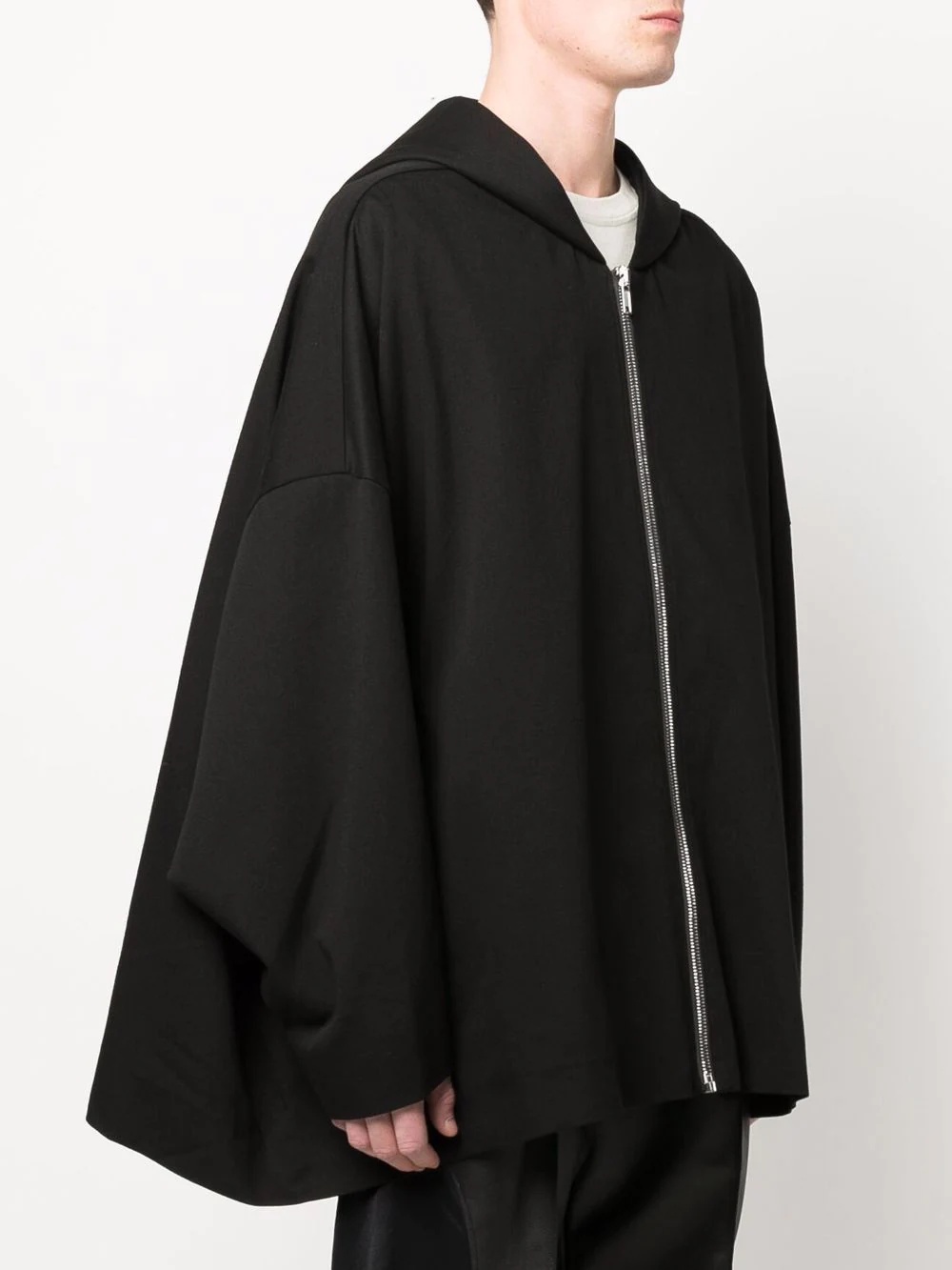 high-low hem zip-up hoodie - 3