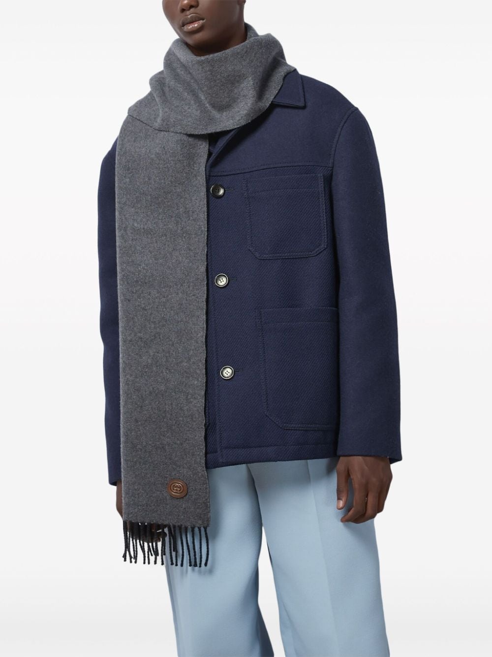 Interlocking G-patch cashmere scarf - 3