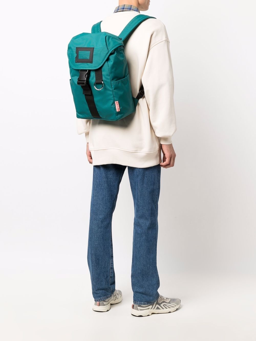 grid-pattern buckled backpack - 2