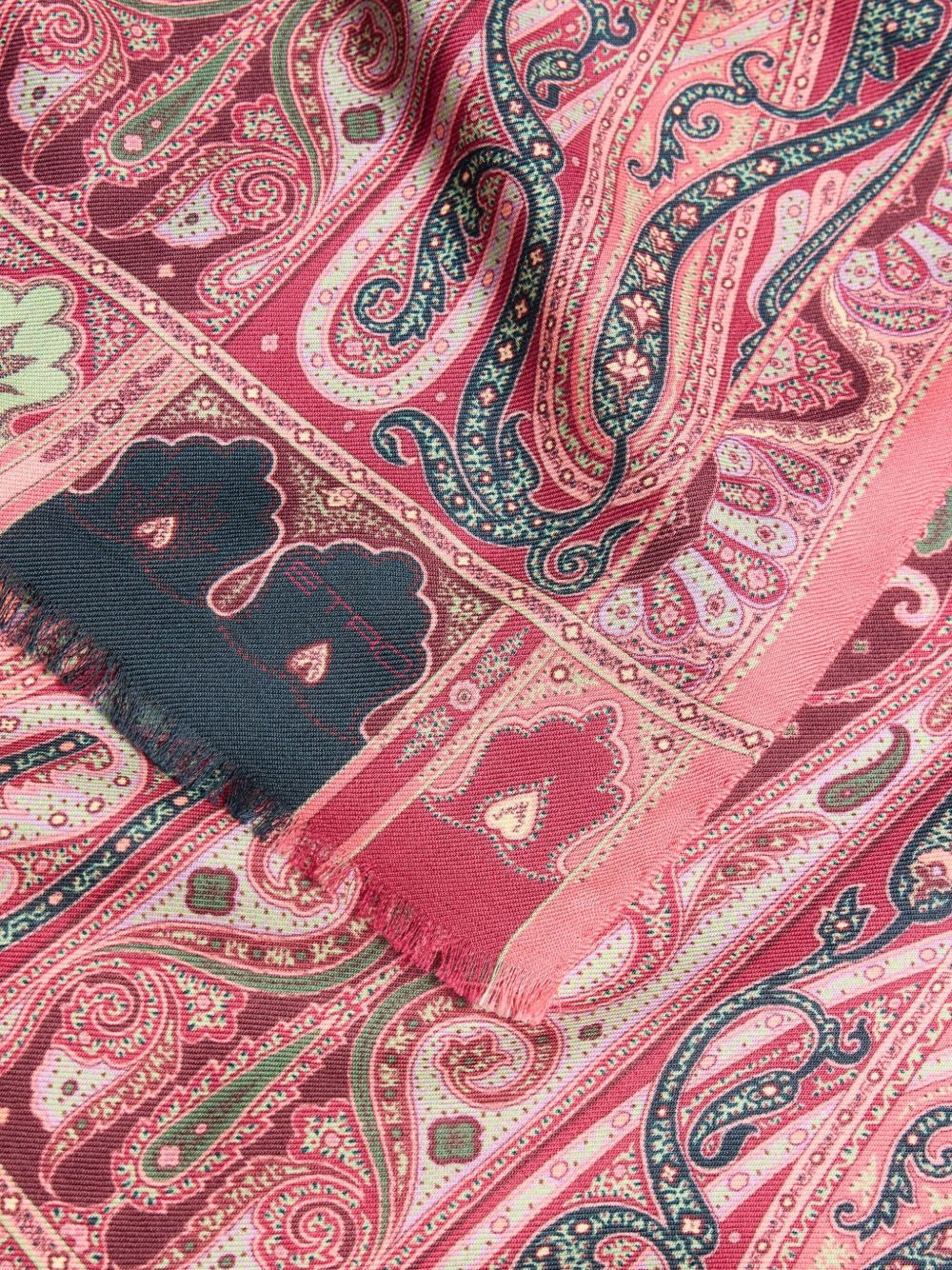 paisley print wool silk scarf - 2