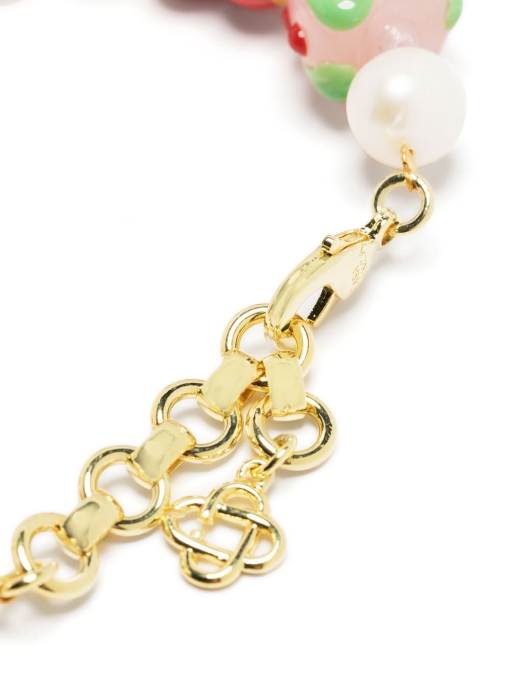 logo-charm beaded pearl bracelet - 3