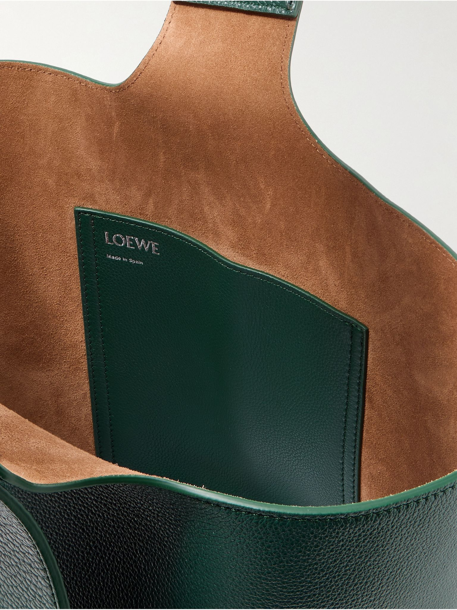 Large Pebble Leather Bucket Bag Green - 5