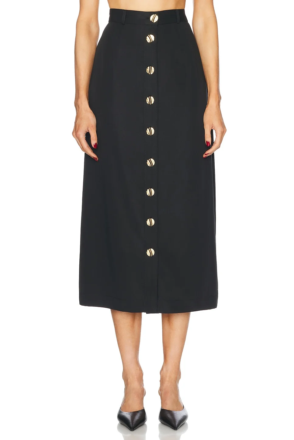 Button Front Midi Skirt - 1