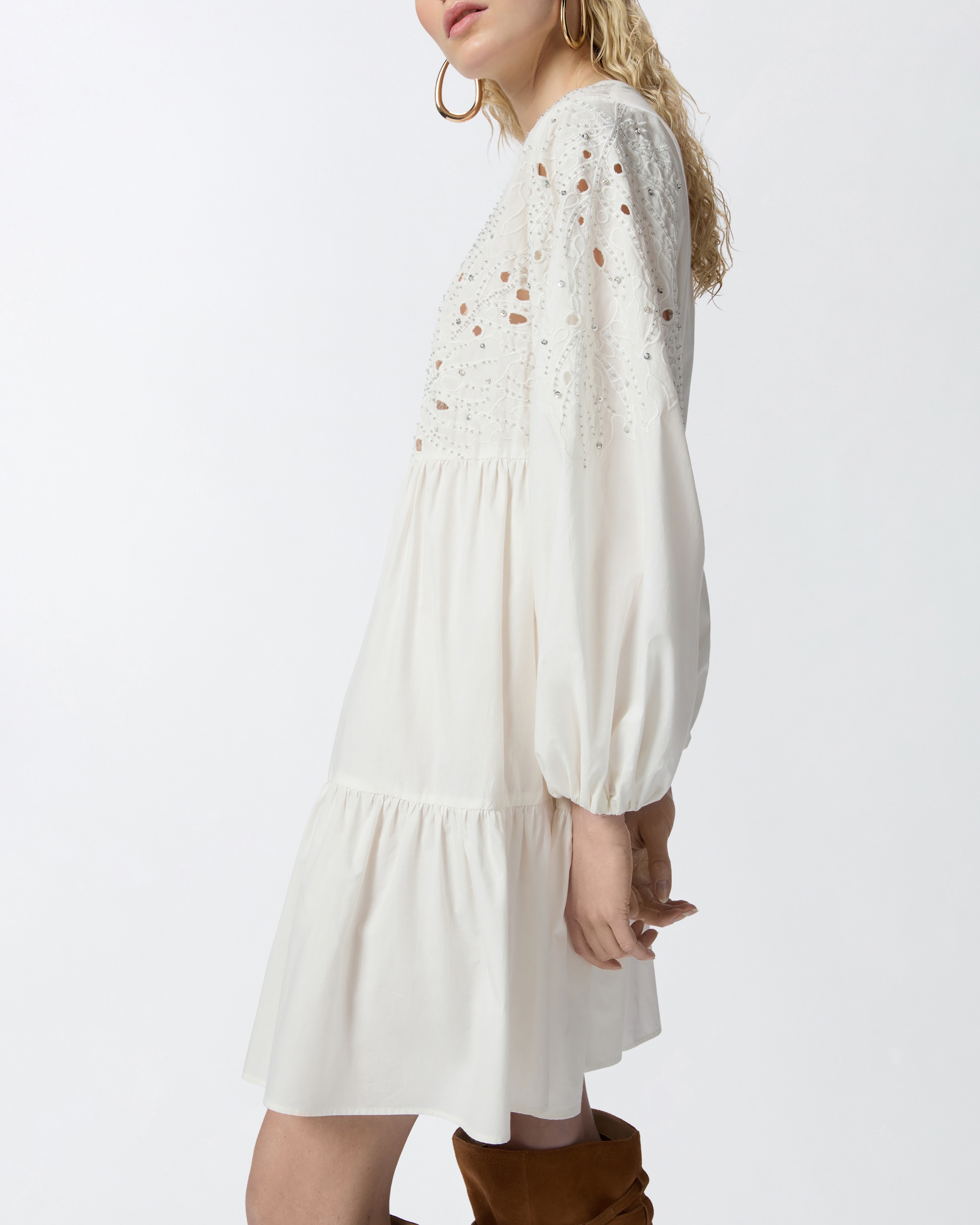 MINI DRESS WITH OPENWORK DESIGN AND CRYSTALS - 5