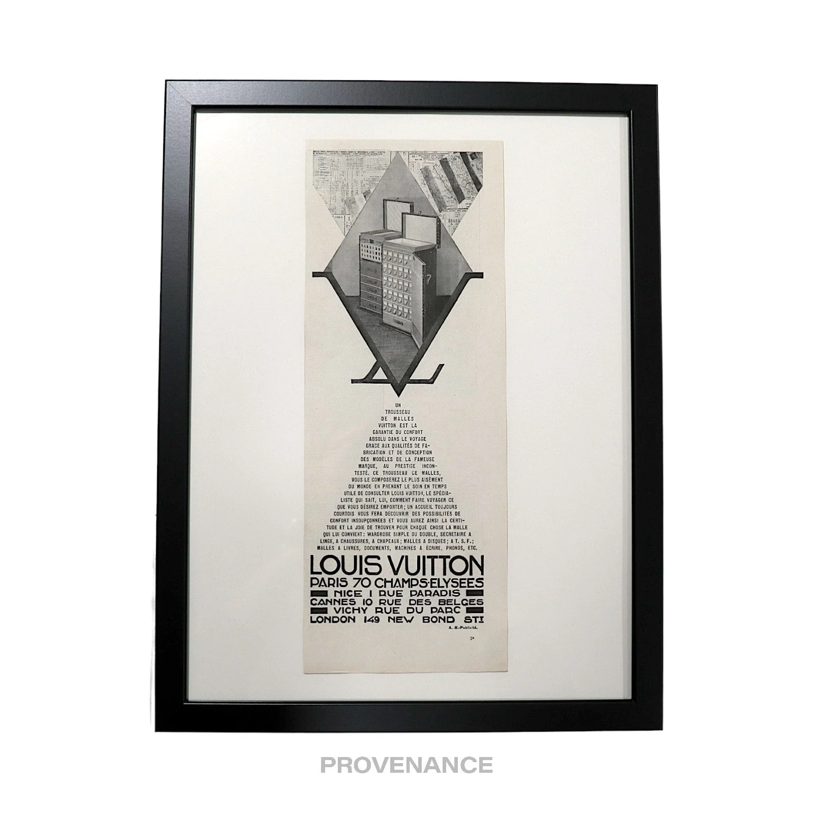 Louis Vuitton Antique Newsprint Ad- Monogram Drawer Trunk - 1