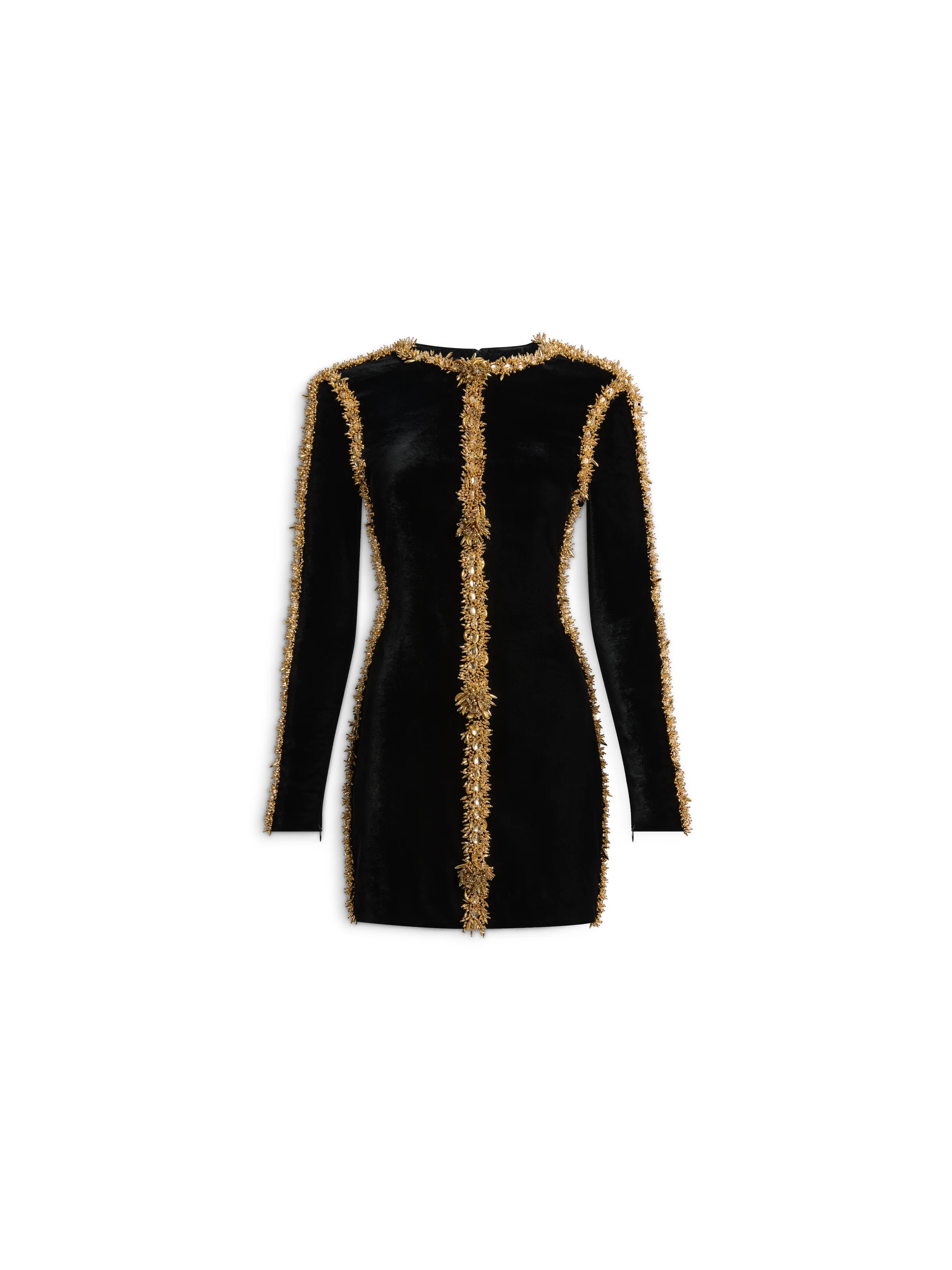 Velvet dress with embroidered trim - 1