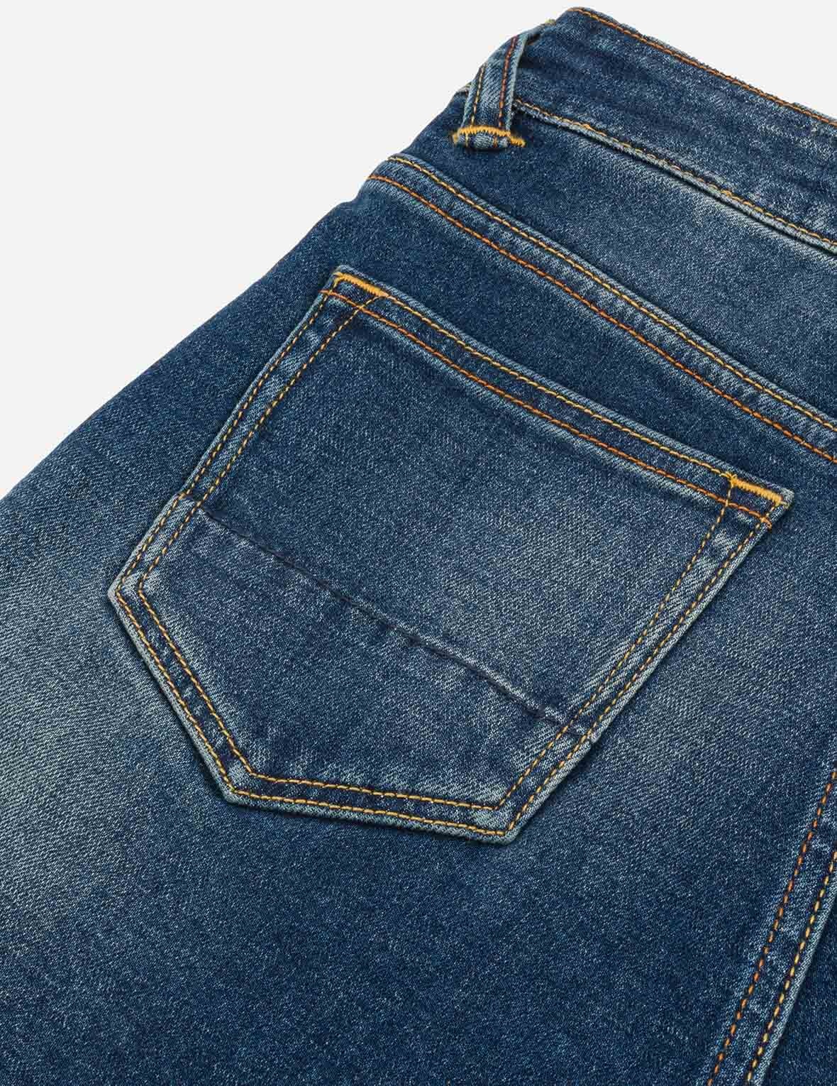 “EV” Rhinestone Embellished Loose Fit Denim Shorts - 9