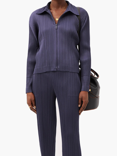 Pleats Please Issey Miyake Zipped technical-pleated jacket outlook