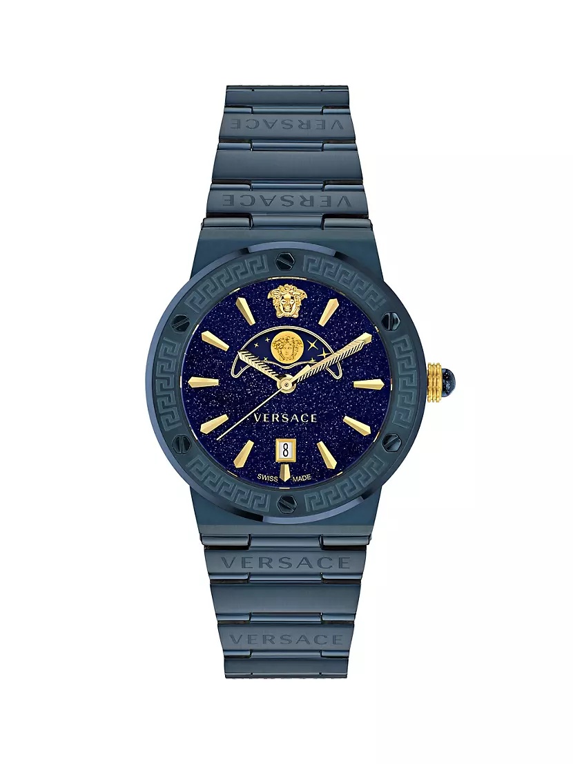 Greca Logo Moonphase IP Yellow Gold Stainless Steel Bracelet Watch/38MM - 1