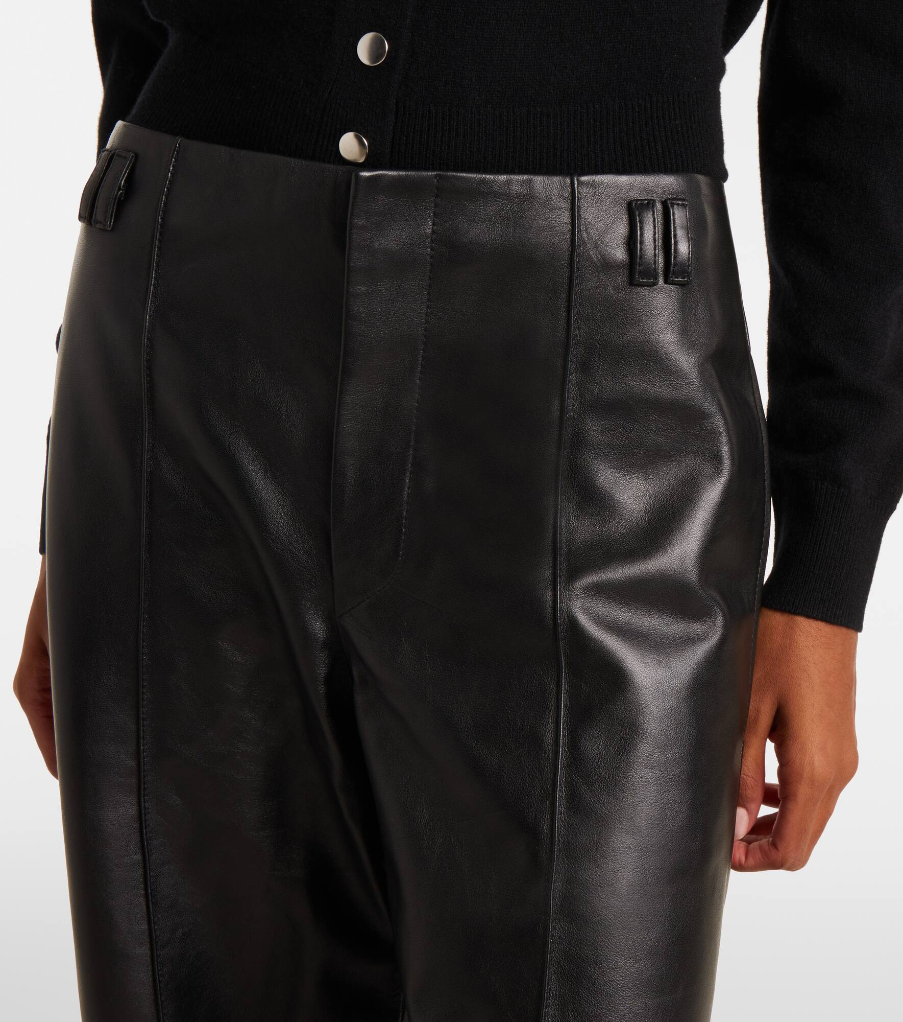 Ciara high-rise leather wide-leg pants - 4