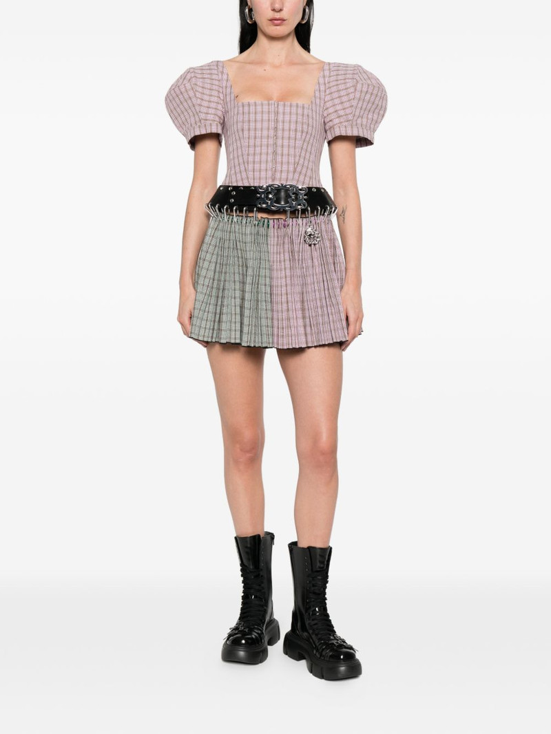 Chopova Lowena Carly tartan belted mini dress outlook