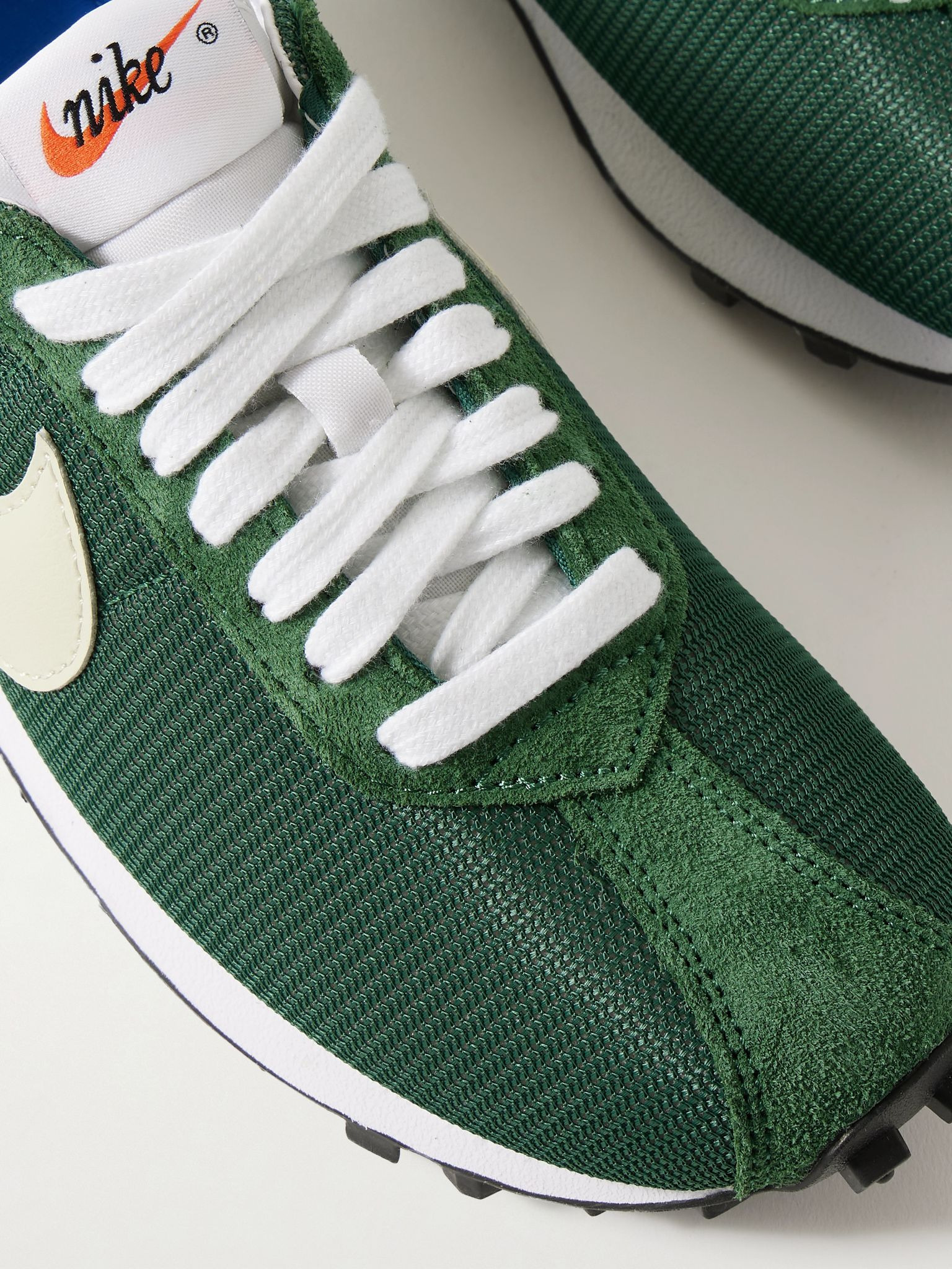 LD-1000 leather and brushed suede-trimmed mesh sneakers Army green - 4