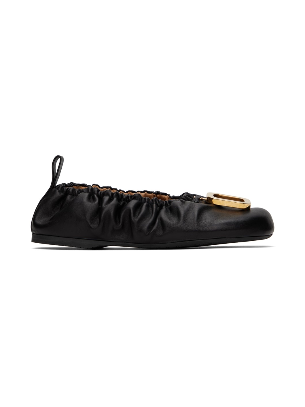 Black Buckle Ballerina Flats - 1