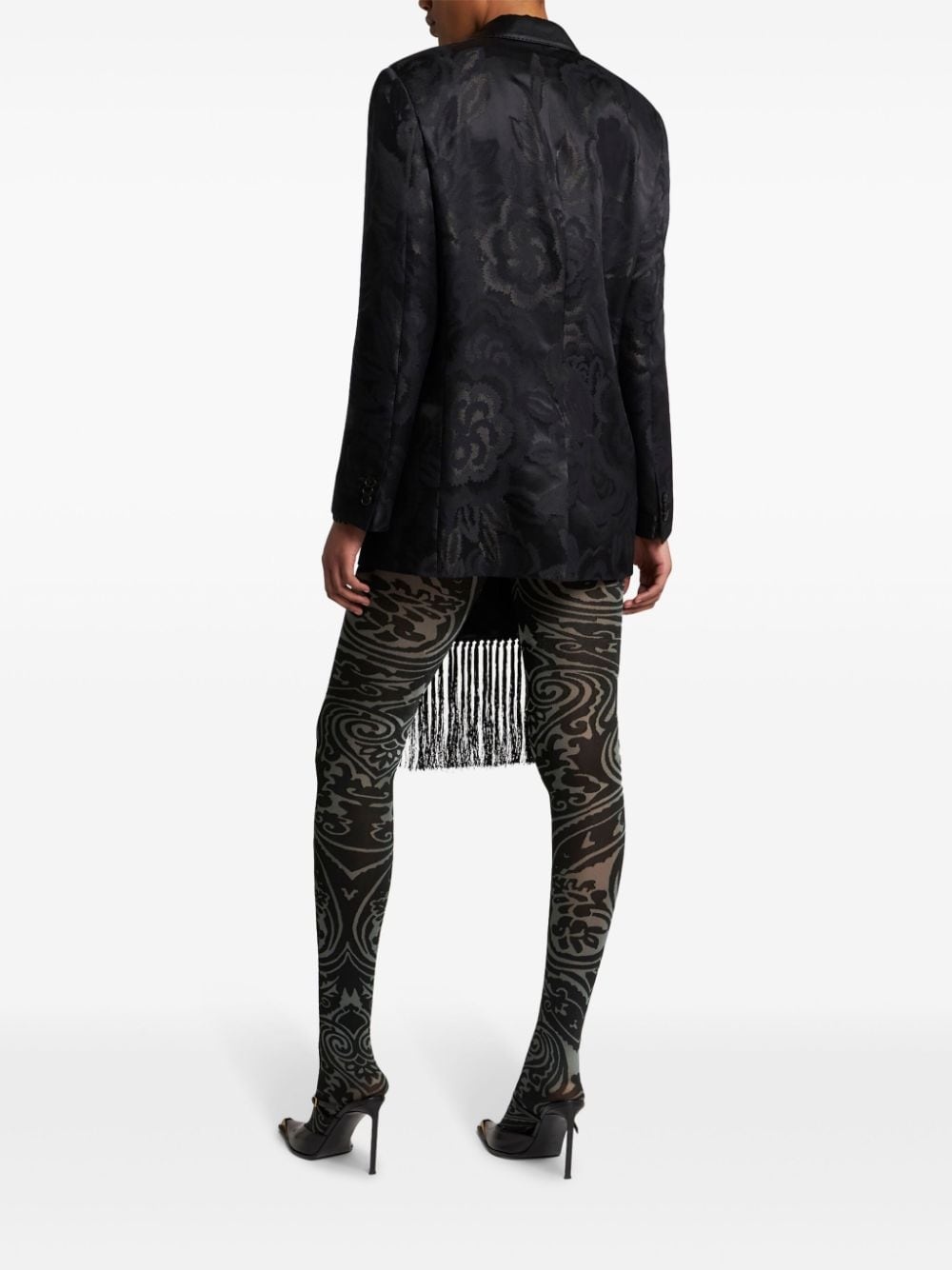 fringed jacquard blazer - 3
