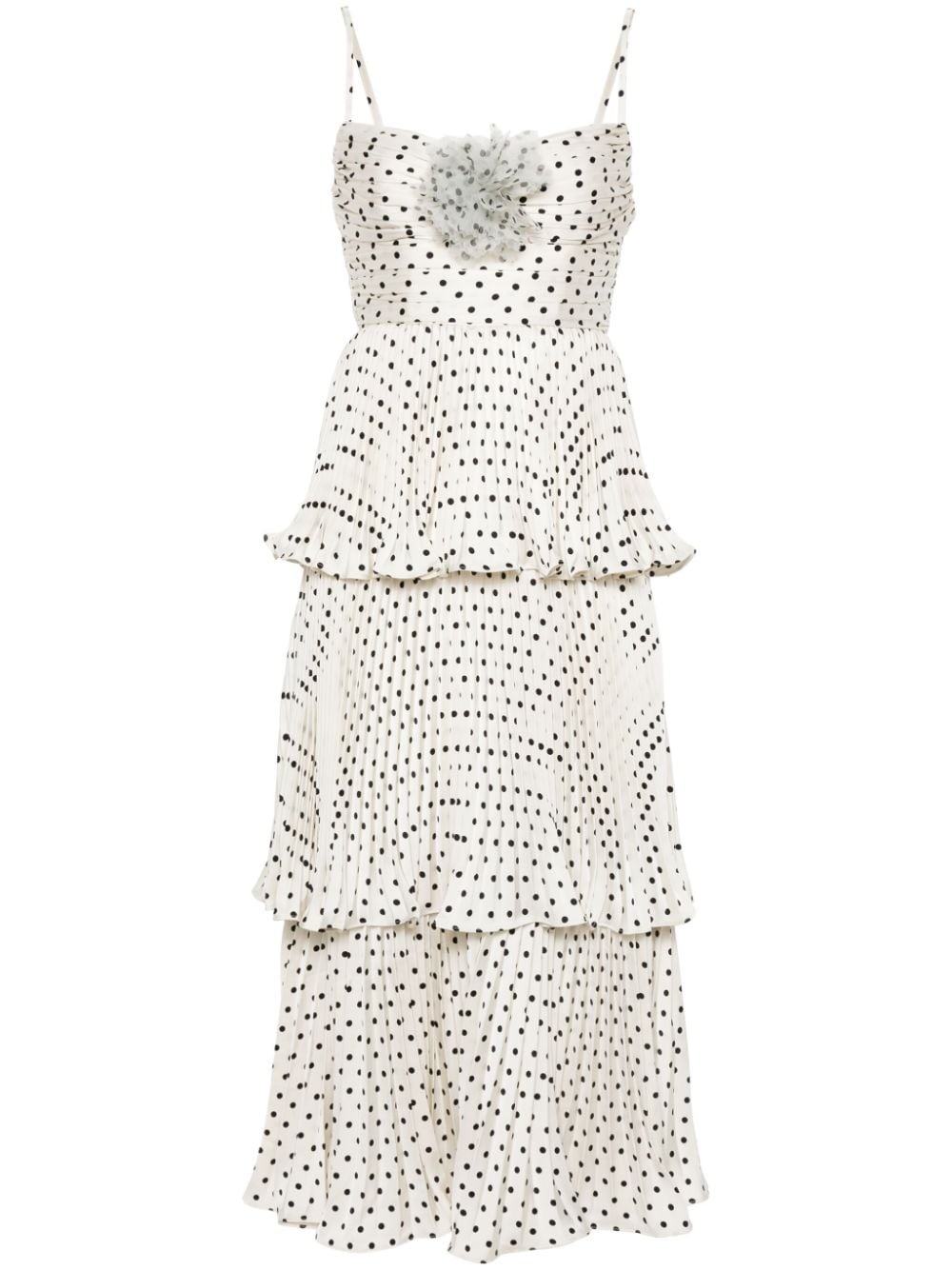 polka dot tiered midi dress - 1