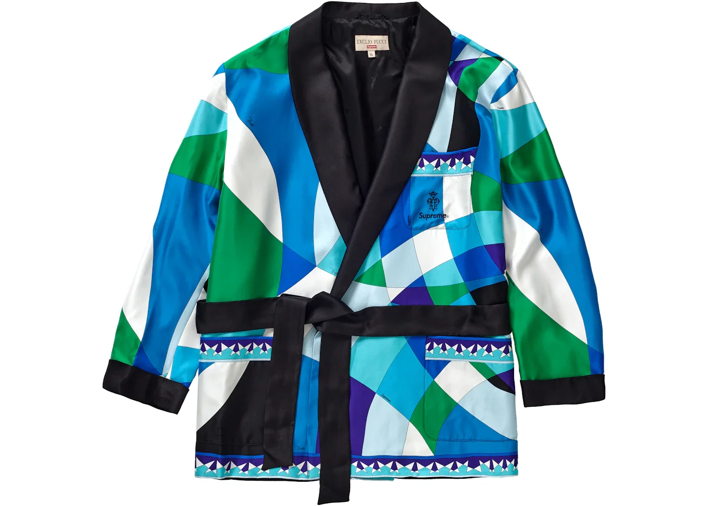 Supreme Emilio Pucci Silk Smoking Jacket Blue - 1