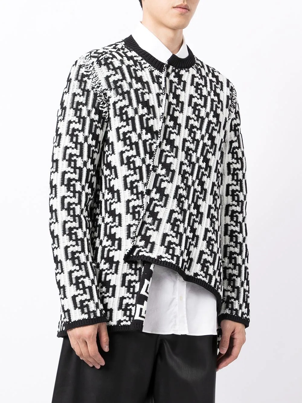 geometric-knit asymmetric jumper - 3