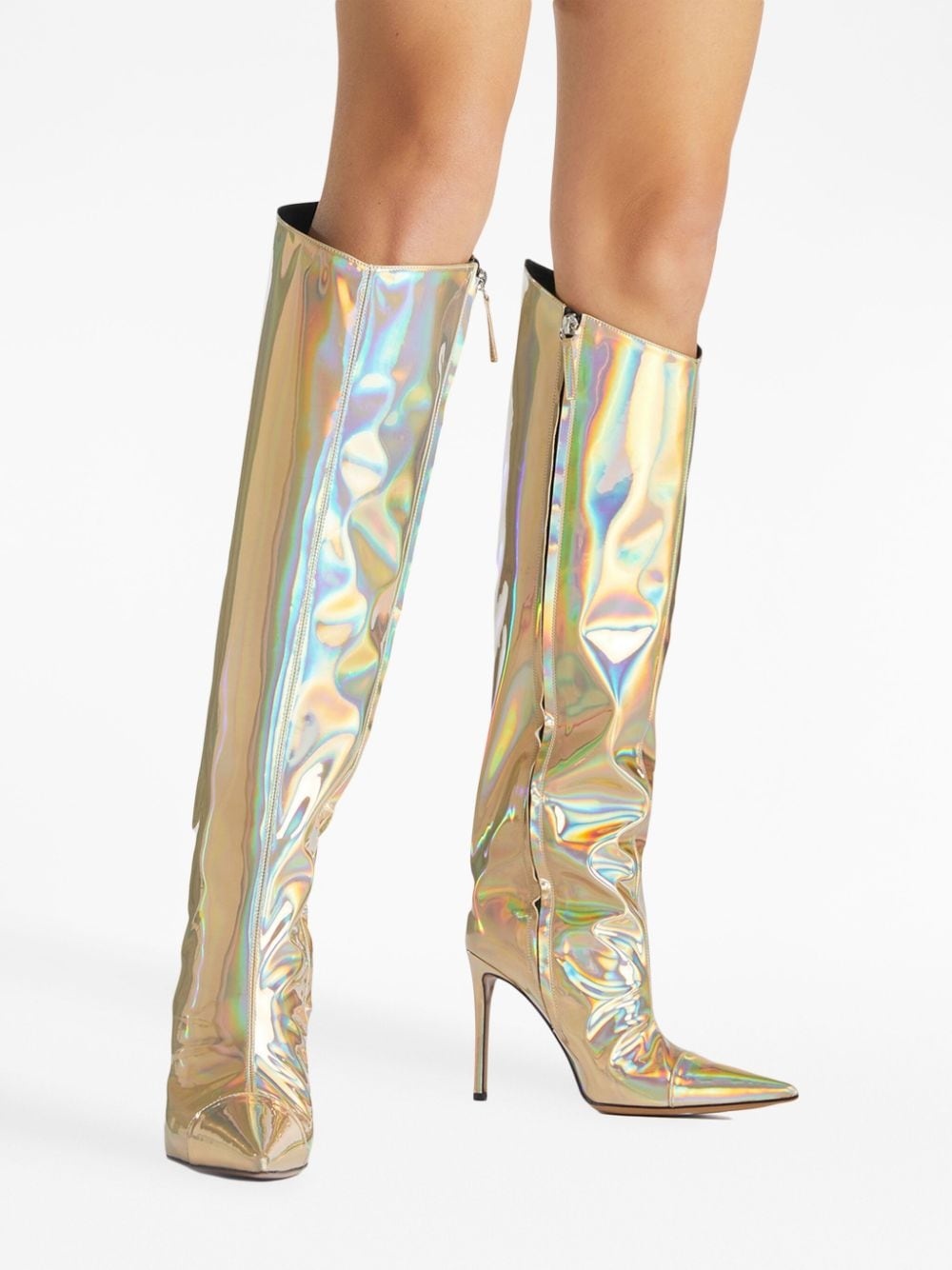 100mm holographic knee-high boots - 5