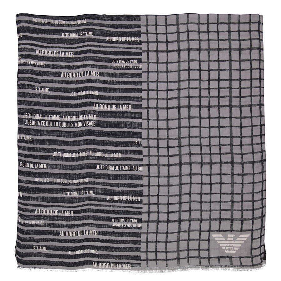 Emporio Armani Grey Logo Detail Modal Scarf - 2