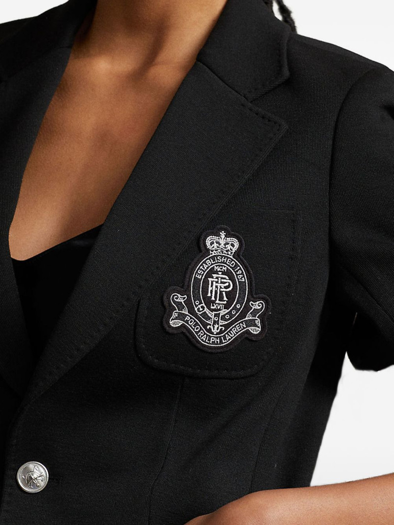 logo-appliqué cotton blazer 4