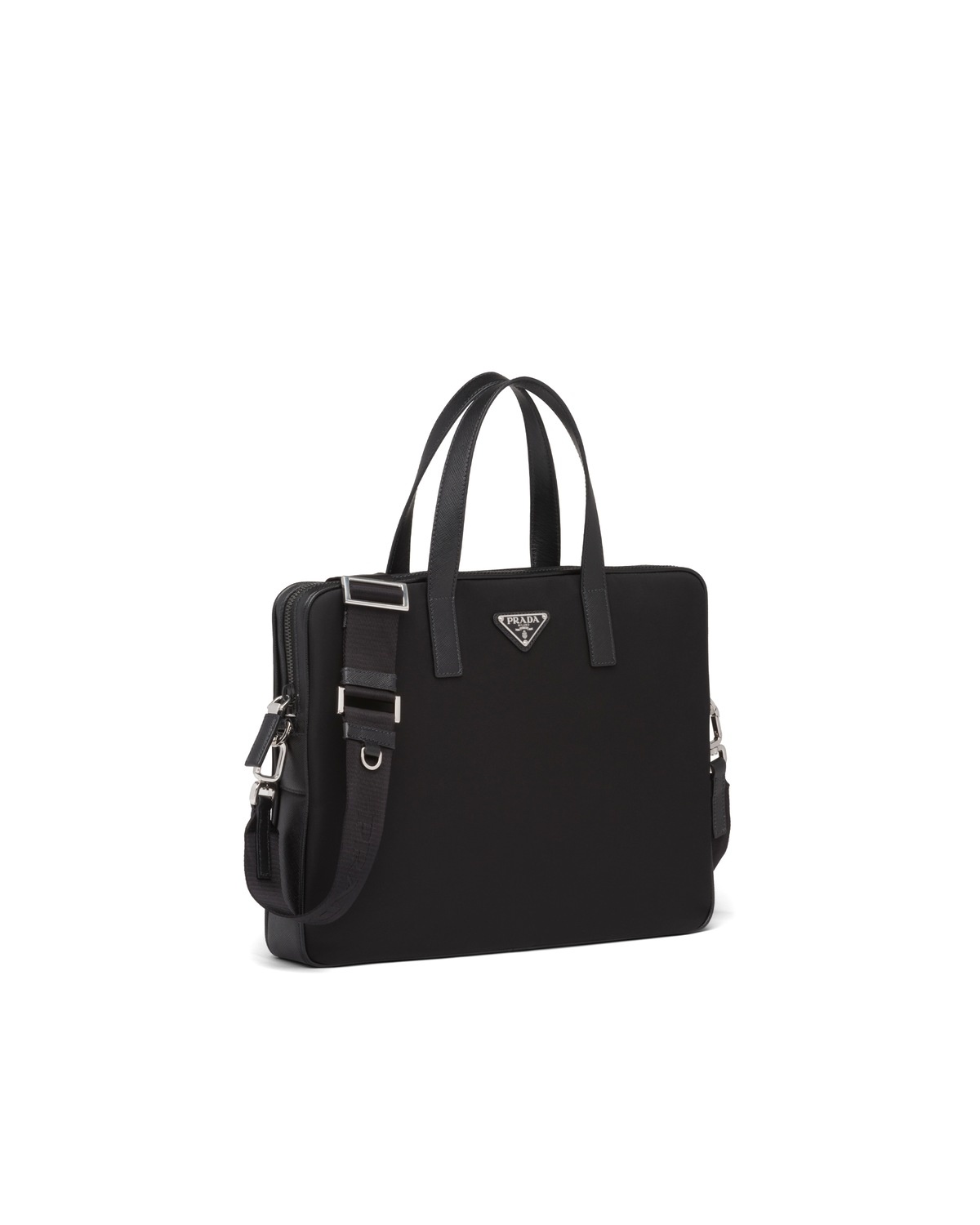 Re-Nylon and Saffiano leather briefcase - 2