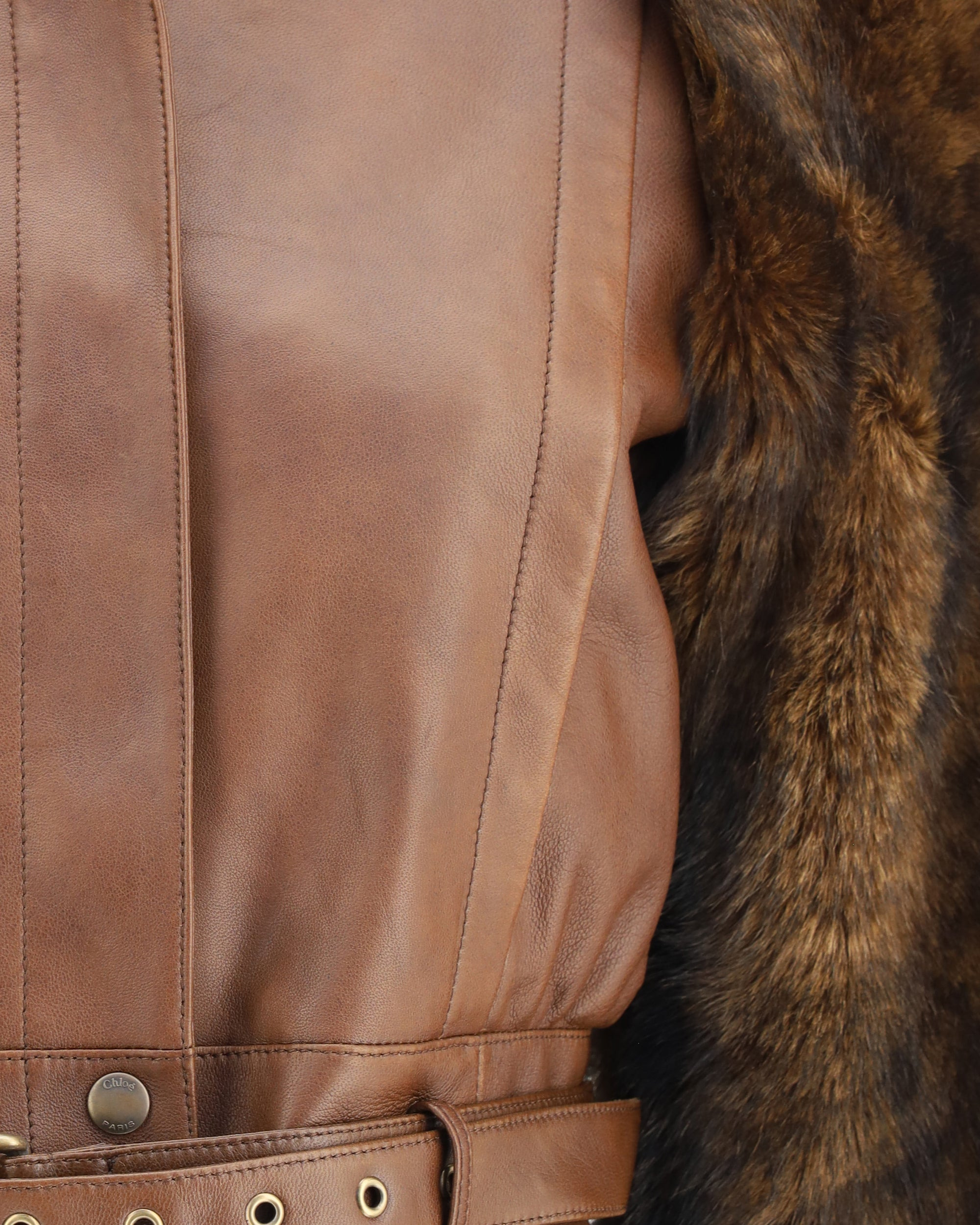 Leather and fur short Jacket - 3