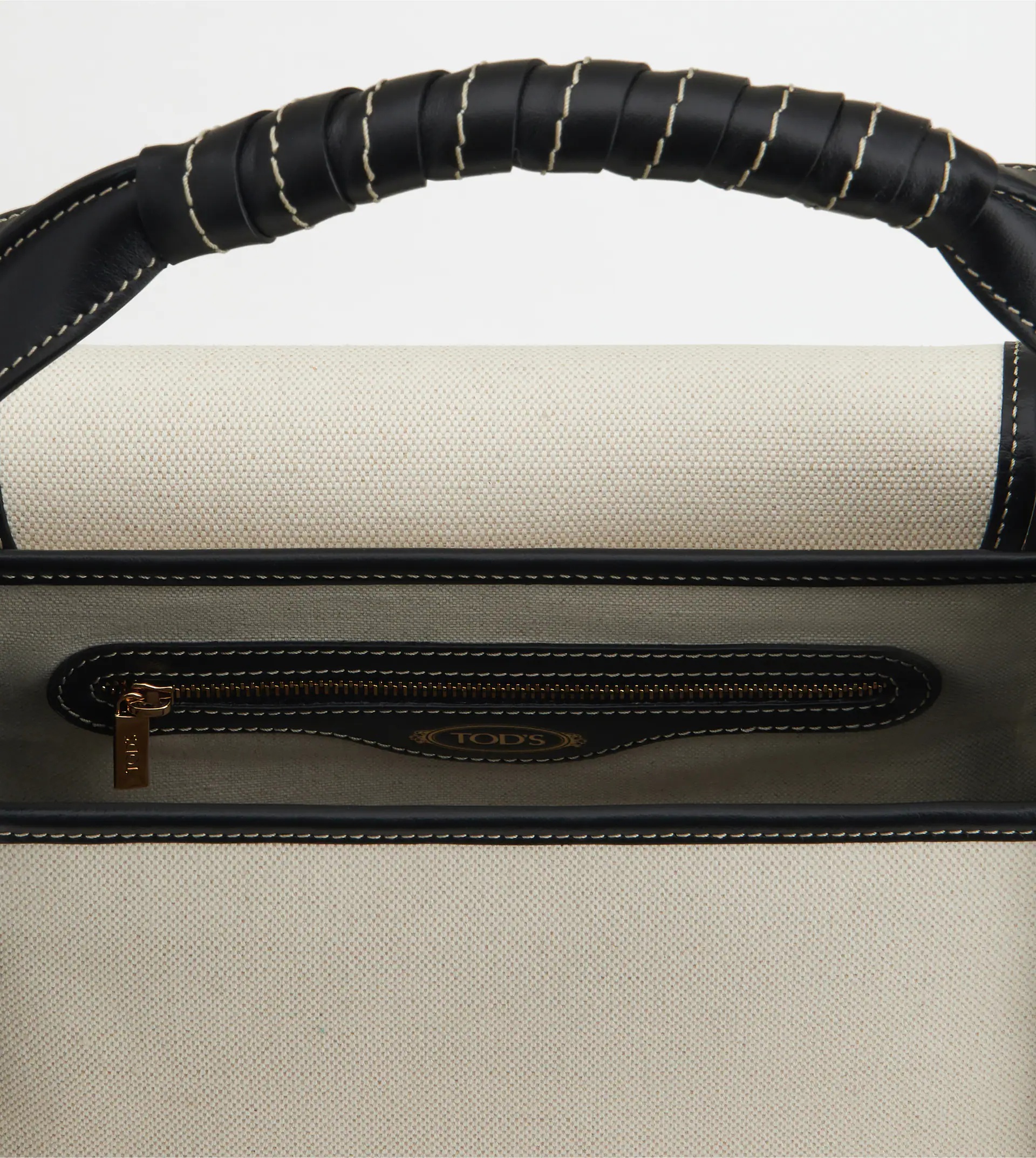 TIMELESS BAG IN LEATHER AND CANVAS MINI - WHITE, BLACK - 4