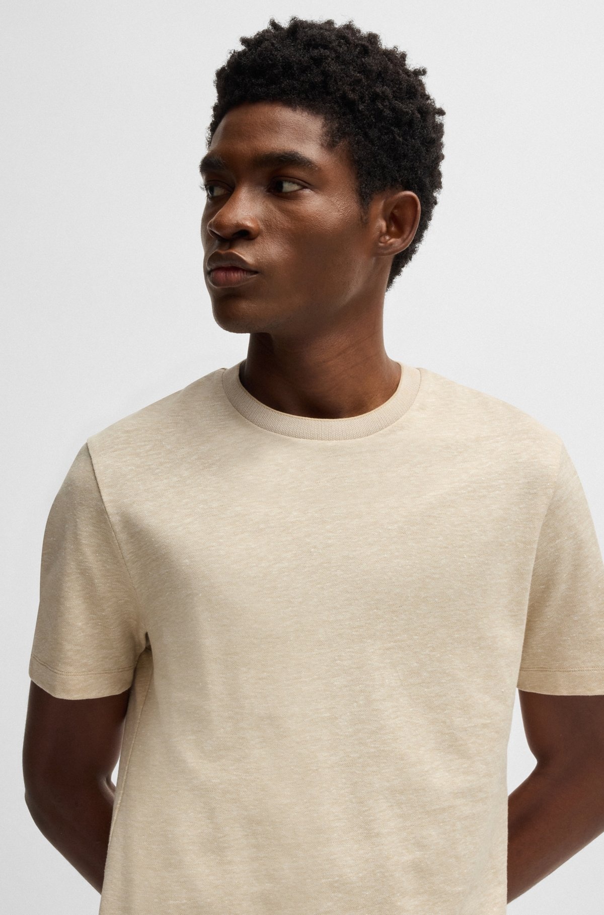 REGULAR-FIT T-SHIRT IN COTTON AND LINEN - 4