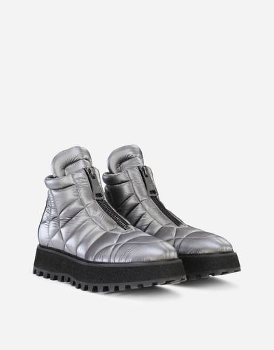 Dolce & Gabbana Metallic nylon ankle boots with branded plate outlook