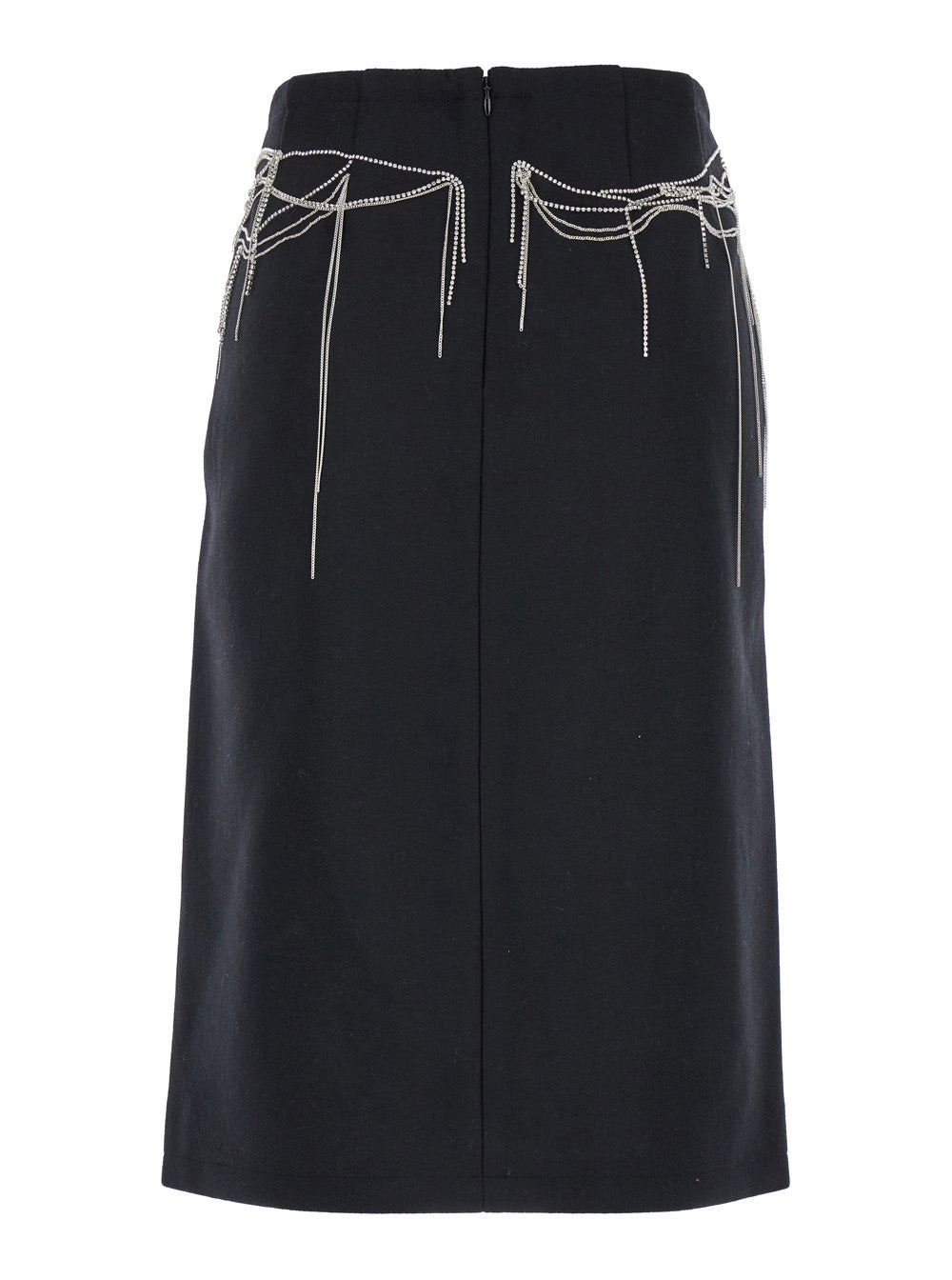 Dries Van Noten Women 'Shelda' Black Midi Skirt With Maxi Beaded Embellishments In Wool Blend Woman - 2