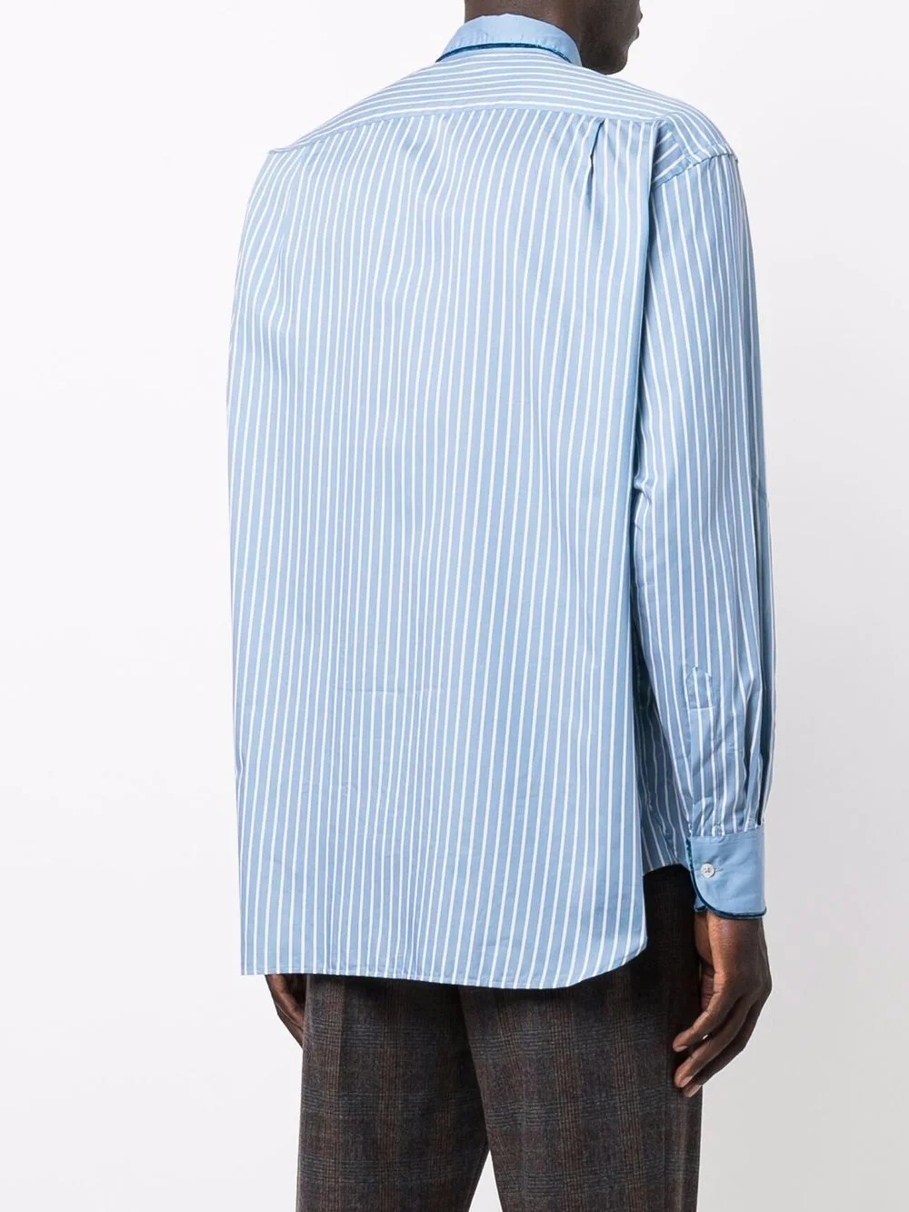 velvet-trim stripe shirt - 4