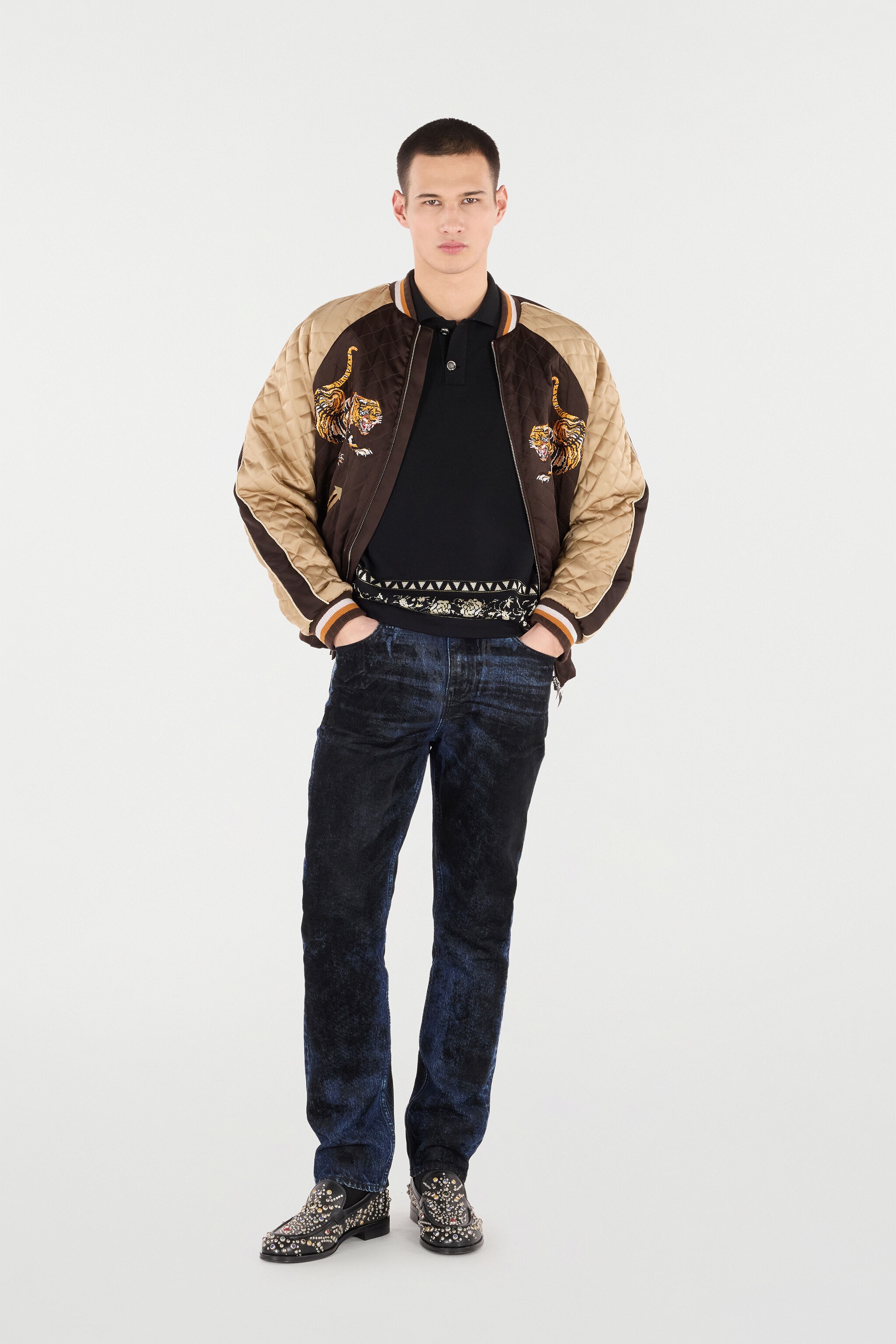 Knitted Polo Shirt With Jacquard Pattern - 2