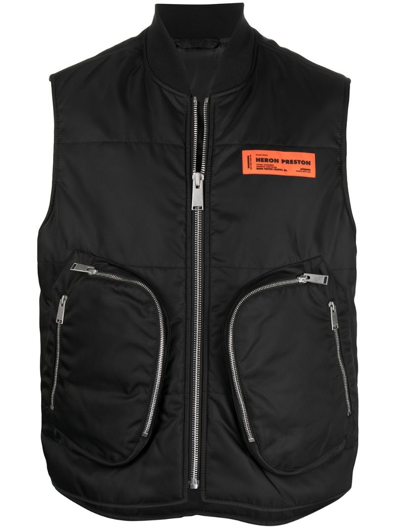 padded zip-pocket waistcoat - 2
