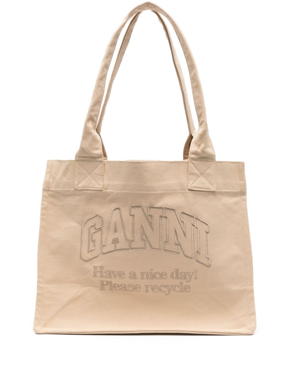 logo-embroidered canvas tote bag - 1