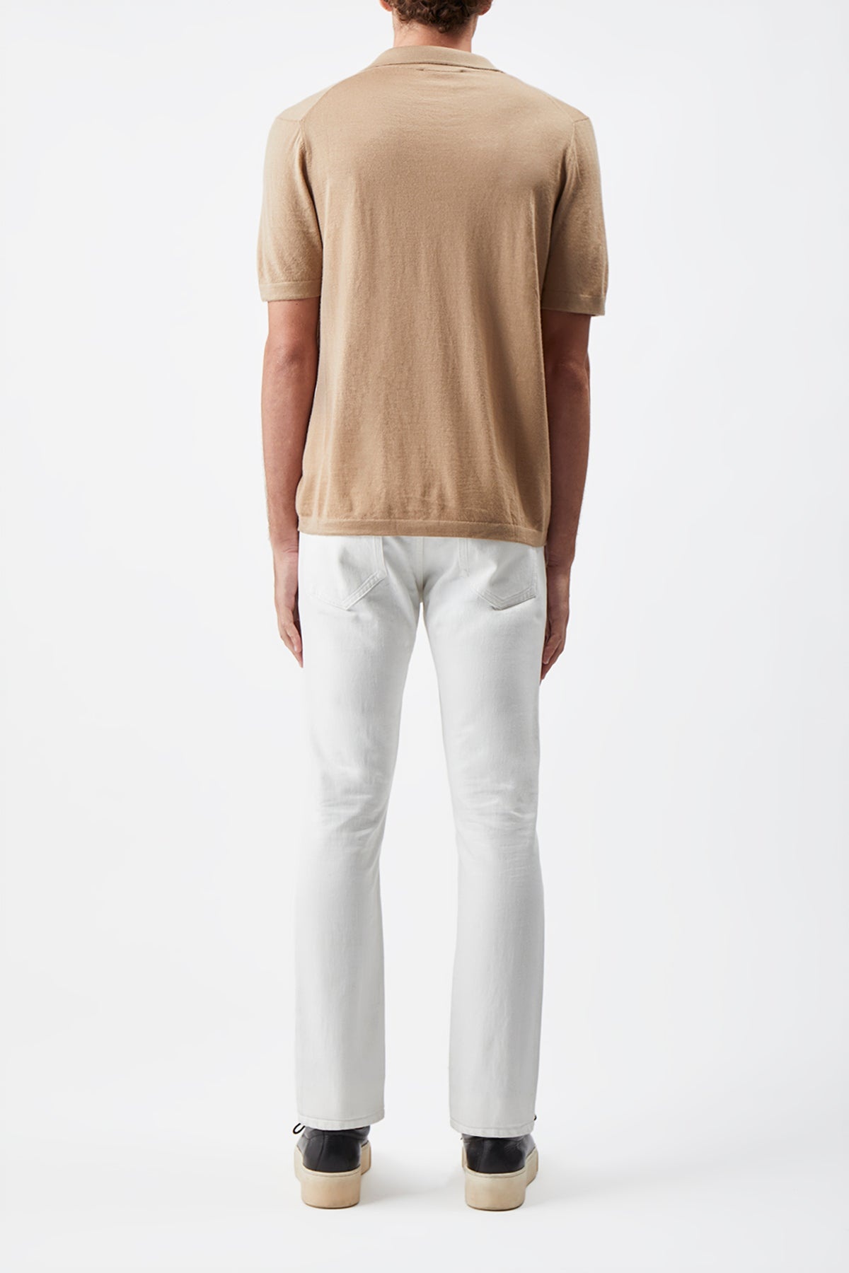 Stendhal Knit Short Sleeve Polo in Camel Cashmere - 4