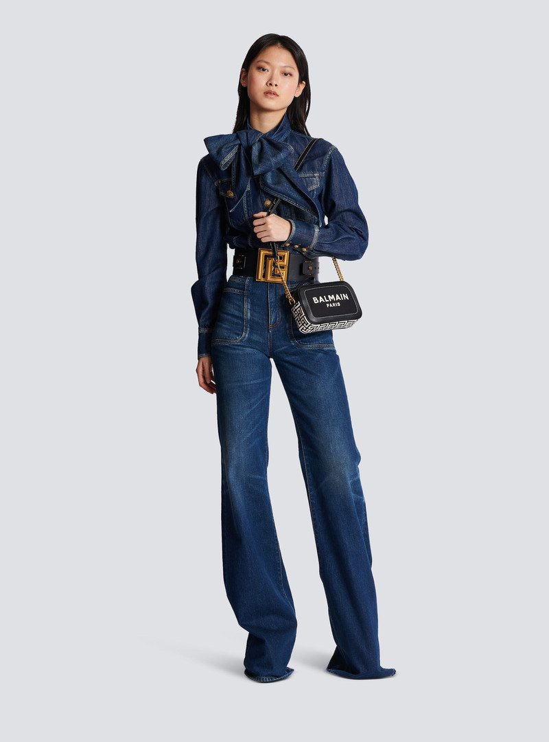 Balmain B-Army canvas and leather clutch outlook