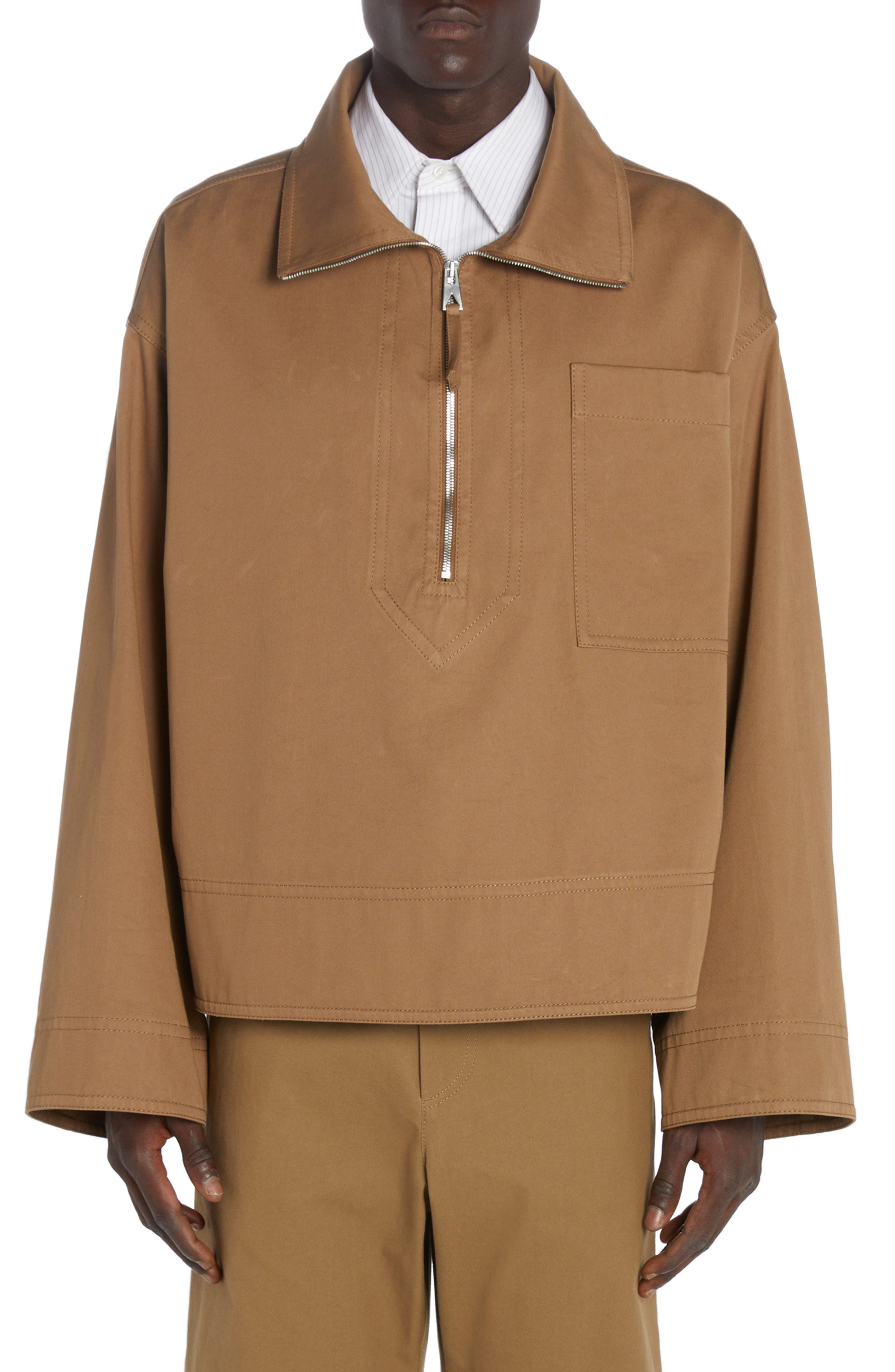 Cotton Gabardine Half Zip Jacket - 1