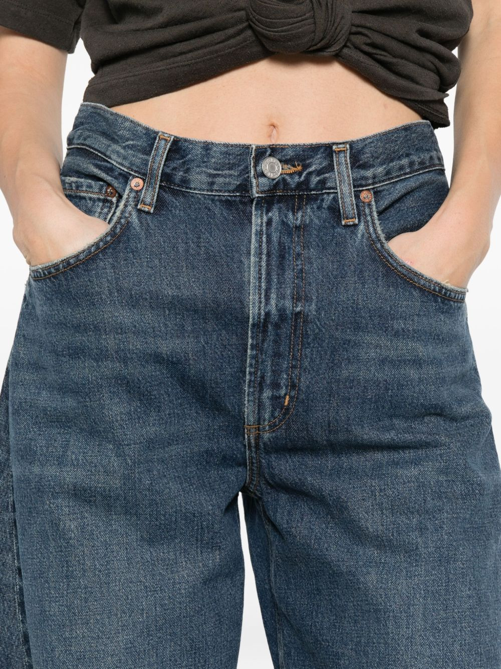 panelled regenerative-cotton jeans - 5